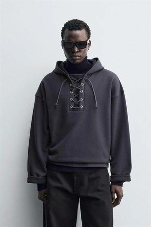 Купить Zara Толстовка с рельефной структурой и шнурком