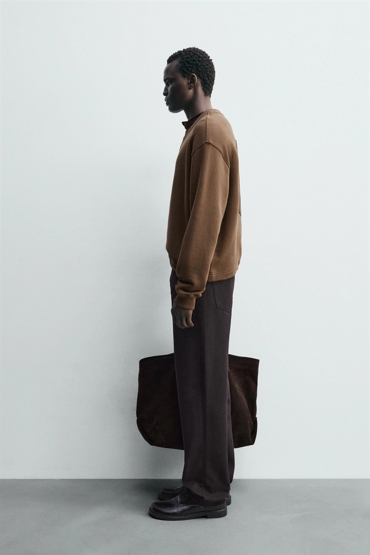 Свитшот с круглым вырезом и деталями из ленты