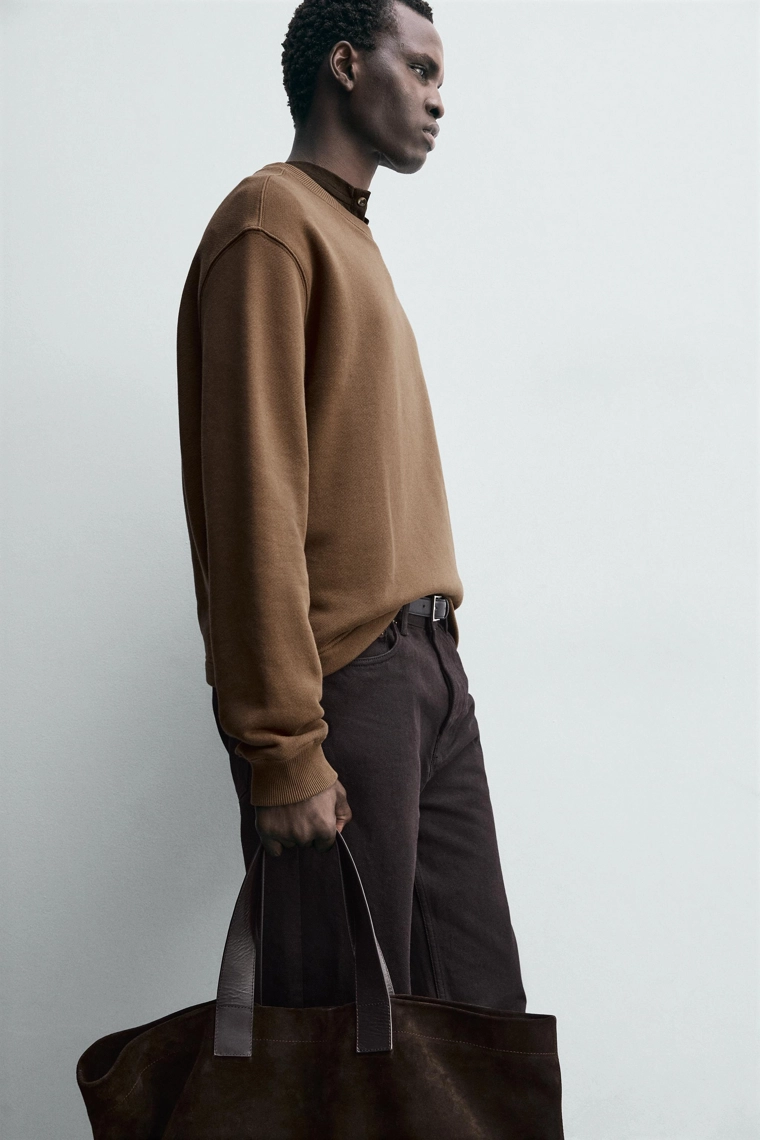 Свитшот с круглым вырезом и деталями из ленты