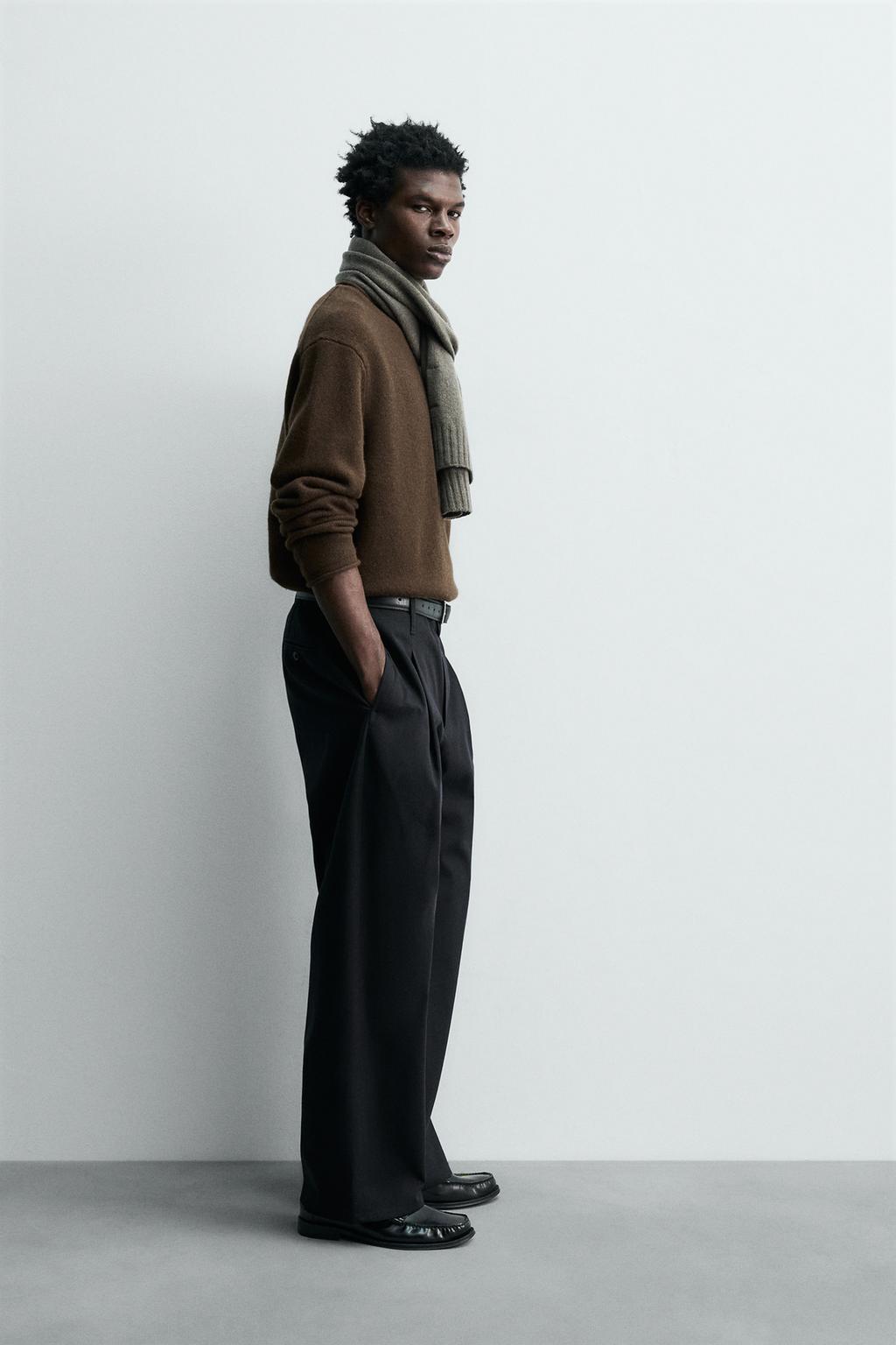 СВИТЕР ИЗ 100% ШЕРСТИ С ЗАВЕРНУТЫМИ КРАЯМИ