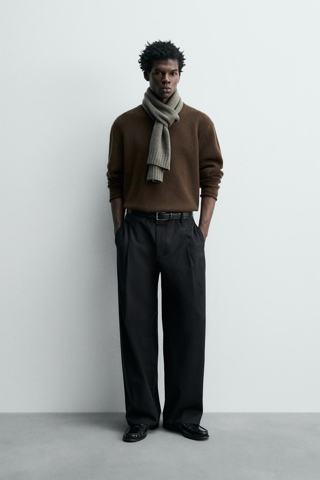 СВИТЕР ИЗ 100% ШЕРСТИ С ЗАВЕРНУТЫМИ КРАЯМИ