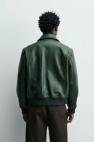 Кожаный бомбер- Заказать в России