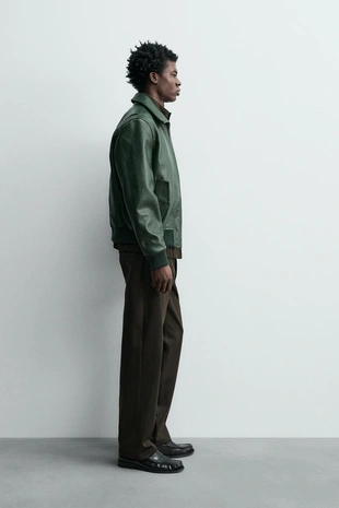 Кожаный бомбер- Заказать в России