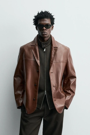 Блейзер RELAXED FIT из кожи- Заказать в России