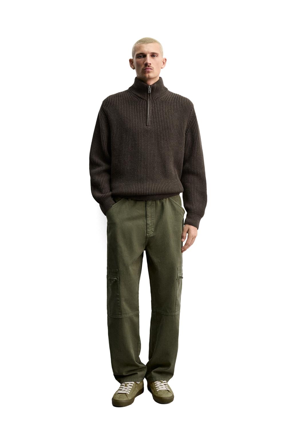 БРЮКИ КАРГО RELAXED FIT С ЭФФЕКТОМ ПОТЕРТОСТИ