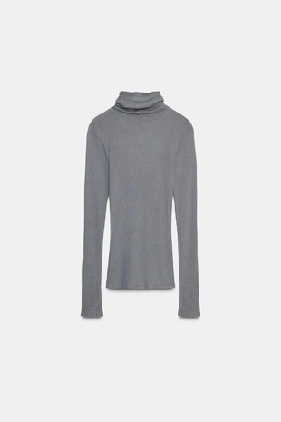 Топ в рубчик с воротником-стойкой- Заказать в России