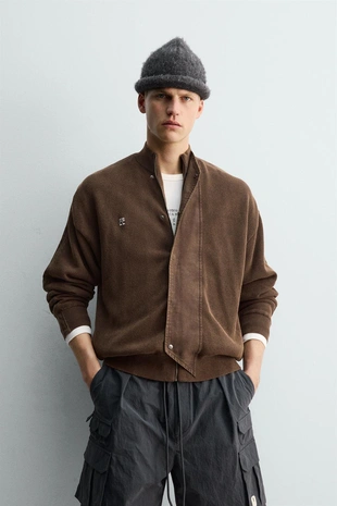 Кардиган с полосками из выцветшего трикотажа X SR_A- Заказать в России