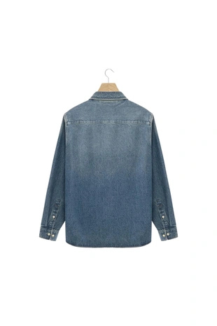 Джинсовая рубашка свободного кроя- Заказать в России