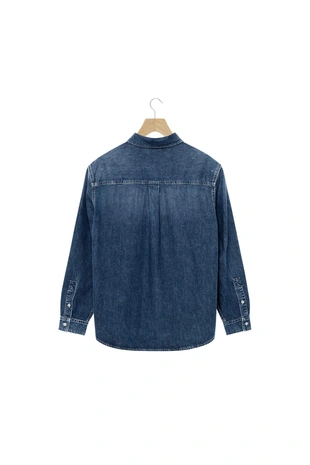 Джинсовая рубашка из хлопка и кашемира- Заказать в России