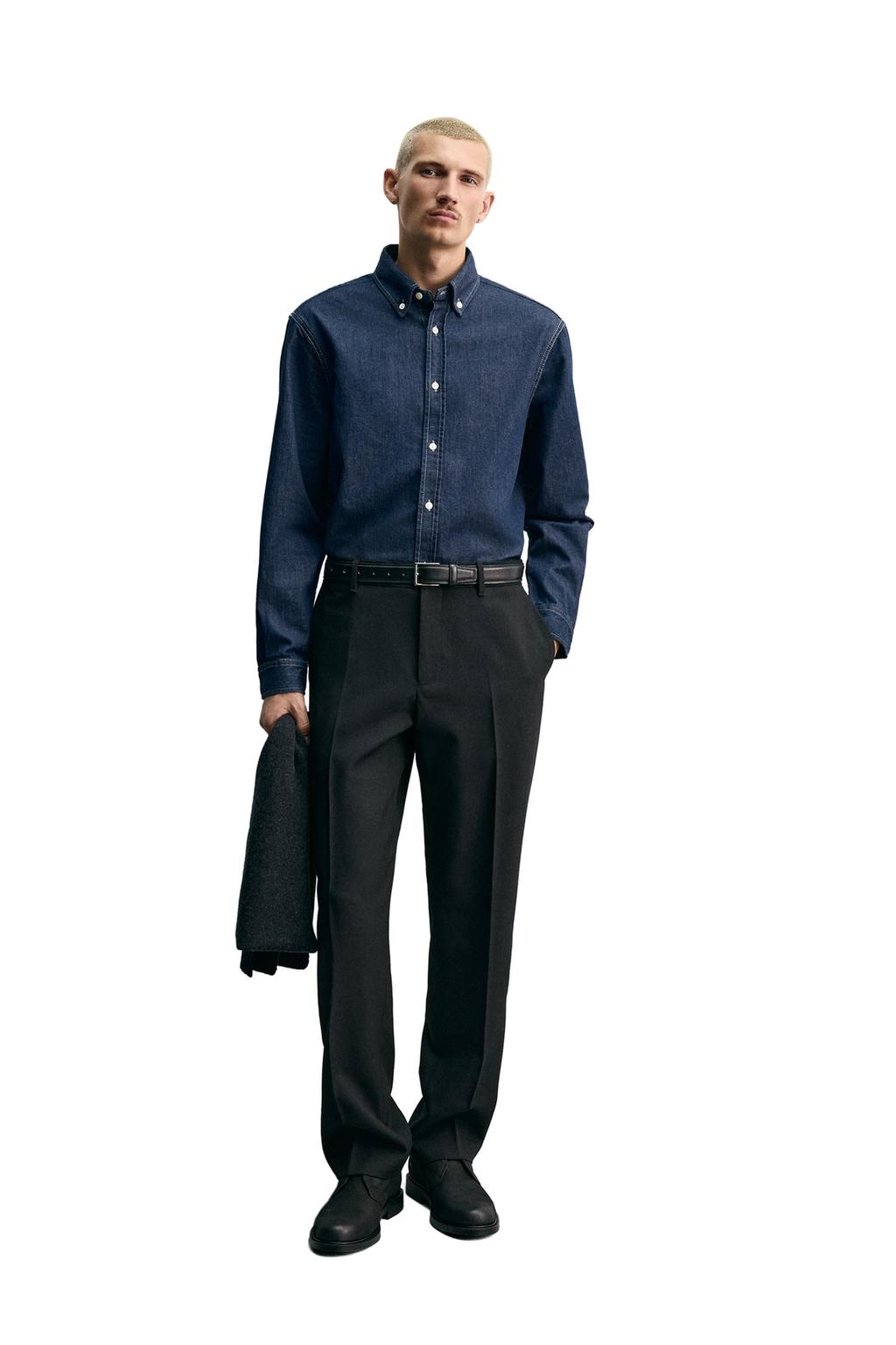 ДЖИНСОВАЯ РУБАШКА ИЗ ХЛОПКА И КАШЕМИРА