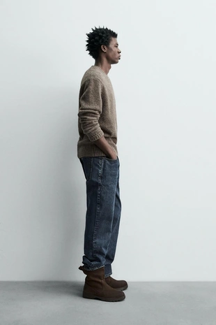 Свитер с рельефным узором и шерстью яка- Заказать в России