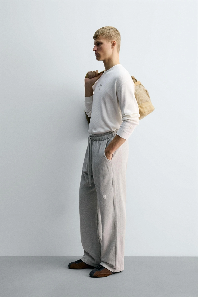 Футболка с длинным рукавом из вафельного трикотажа