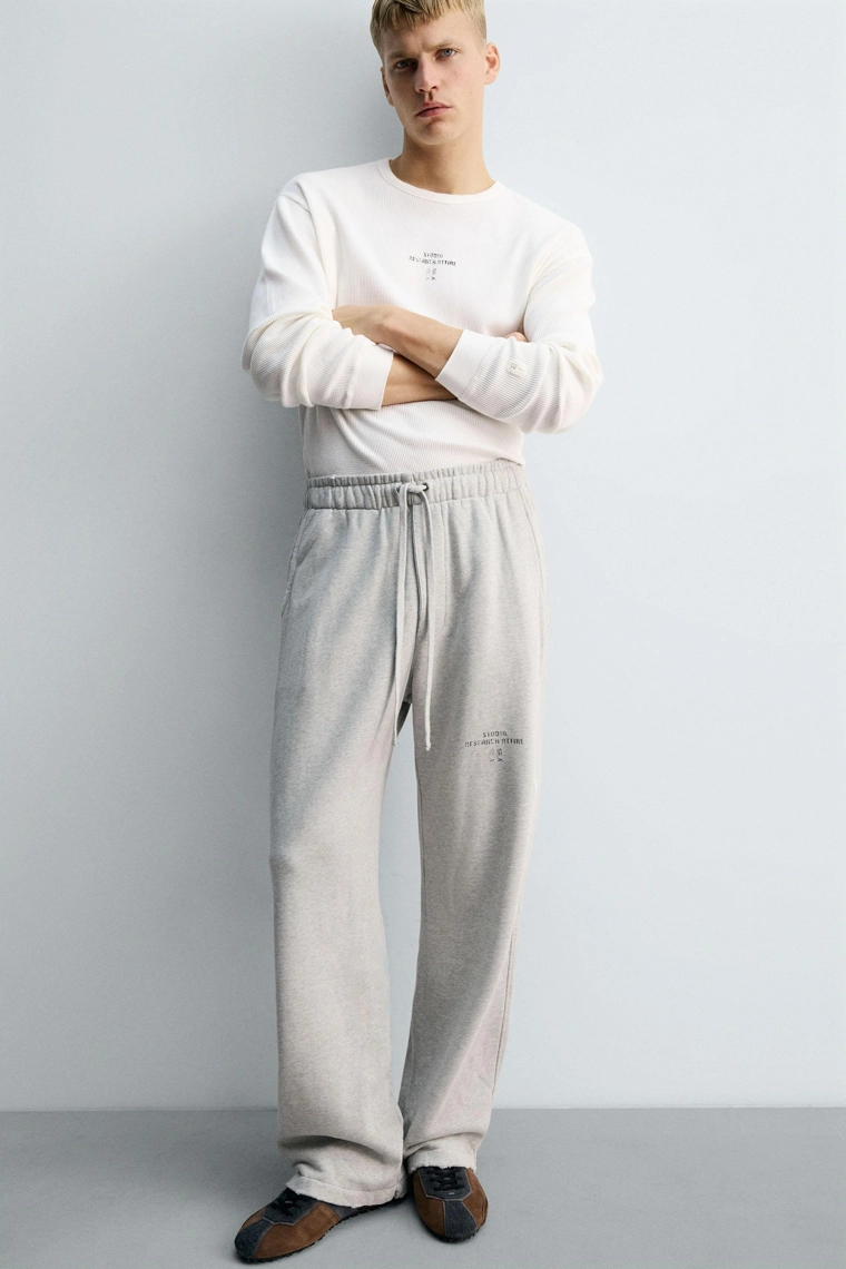 Футболка с длинным рукавом из вафельного трикотажа