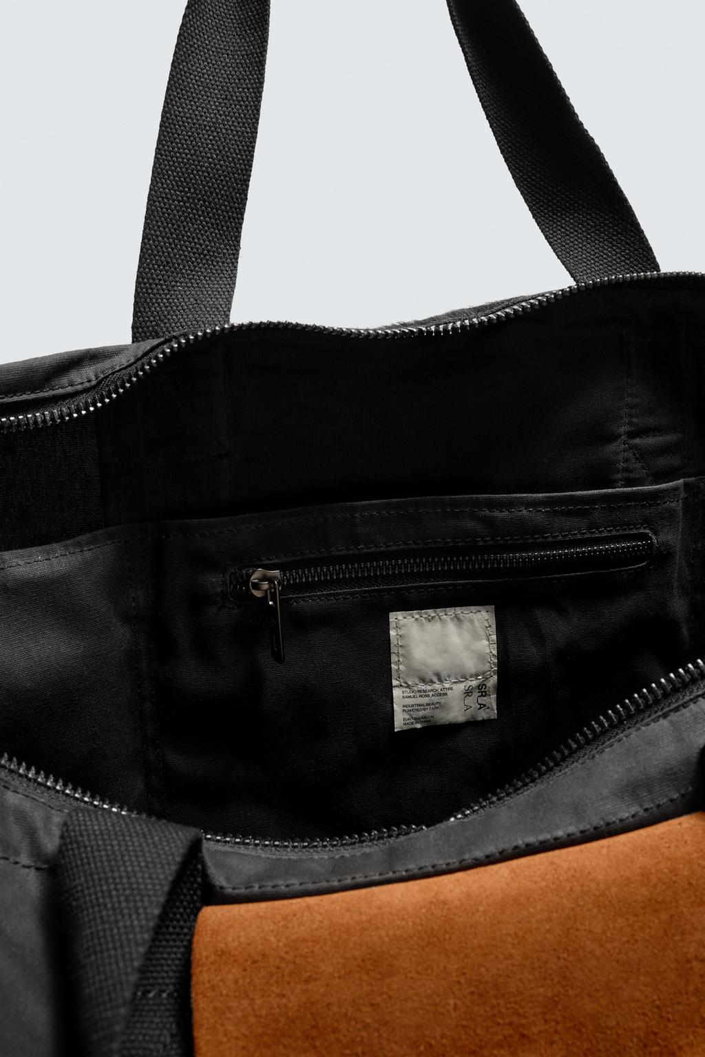 Сумка-торба из ткани с деталями из овечьей шкуры zara