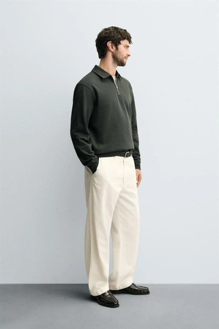 Поло-свитшот с застежкой на молнию и воротником клиппа