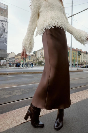 Атласная юбка миди- Заказать в России