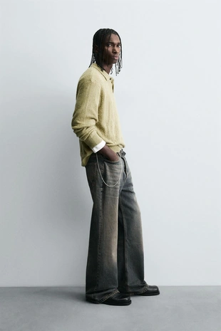 Трикотажное поло с ажурным узором- Заказать в России