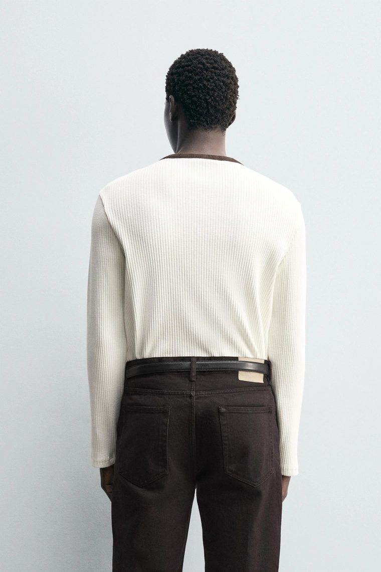 Рубашка с отложным воротником из рубчиковой ткани