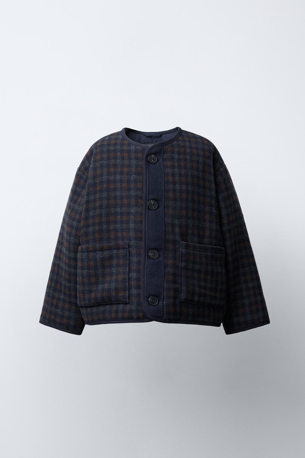 ПАЛЬТО ИЗ ТЕКСТУРНОЙ ТКАНИ В КЛЕТКУ С ШЕРСТЬЮ