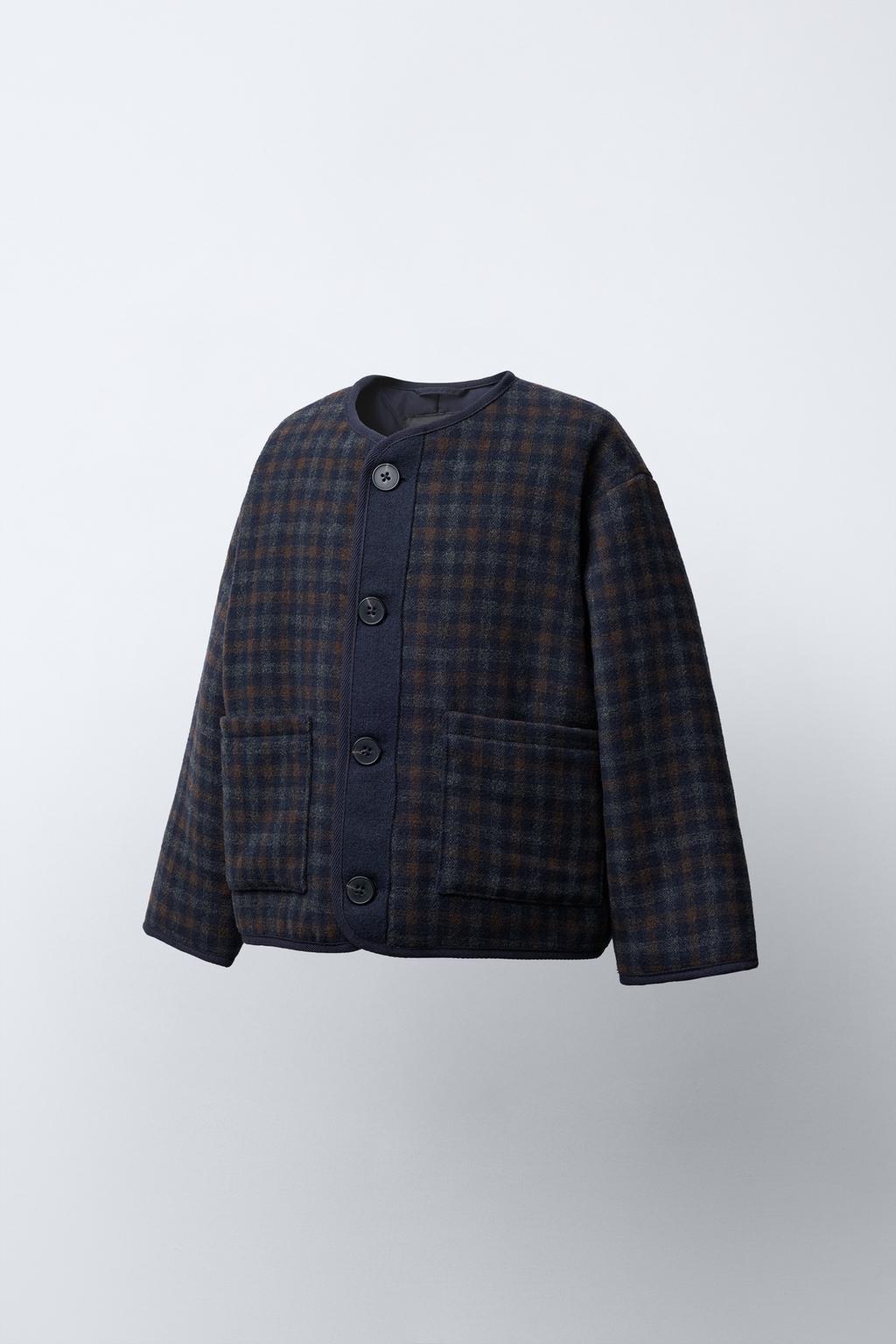 ПАЛЬТО ИЗ ТЕКСТУРНОЙ ТКАНИ В КЛЕТКУ С ШЕРСТЬЮ