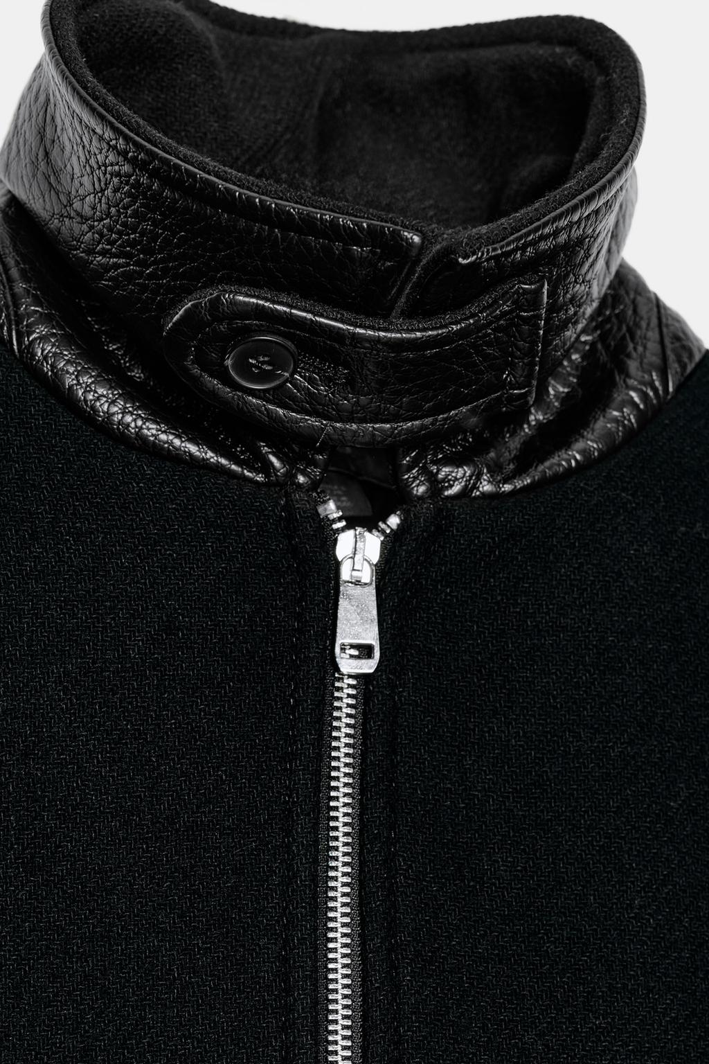 БОМБЕР ИЗ СМЕСОВОЙ ШЕРСТИ С КОНТРАСТНЫМ ВОРОТНИКОМ