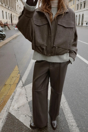 Бомбер с жаккардовым узором в елочку- Заказать в России