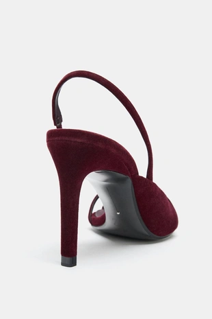 Бархатистые босоножки на каблуке- Заказать в России