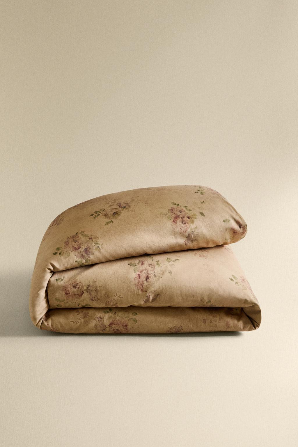 Покрывало из сатина с цветочным принтом