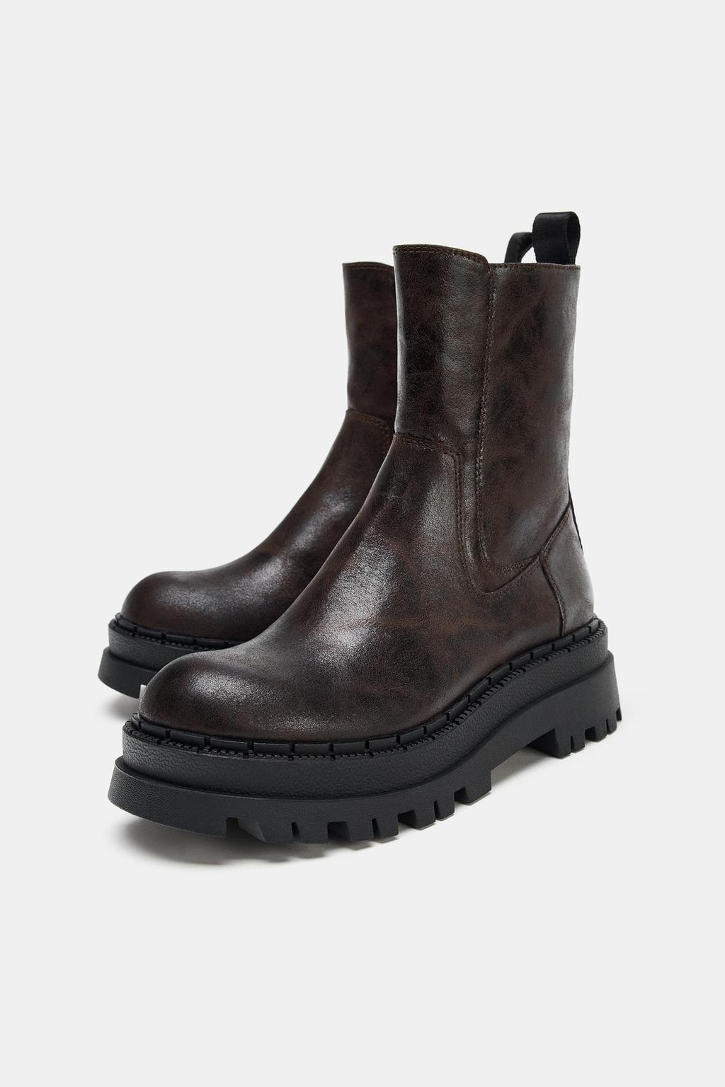 БОТИНКИ НА ПЛАТФОРМЕ С ЭФФЕКТОМ ПОТЕРТОСТИ