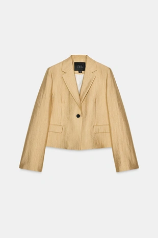 Укороченный блейзер из ткани с металлическим блеском — ZW COLLECTION- Заказать в России