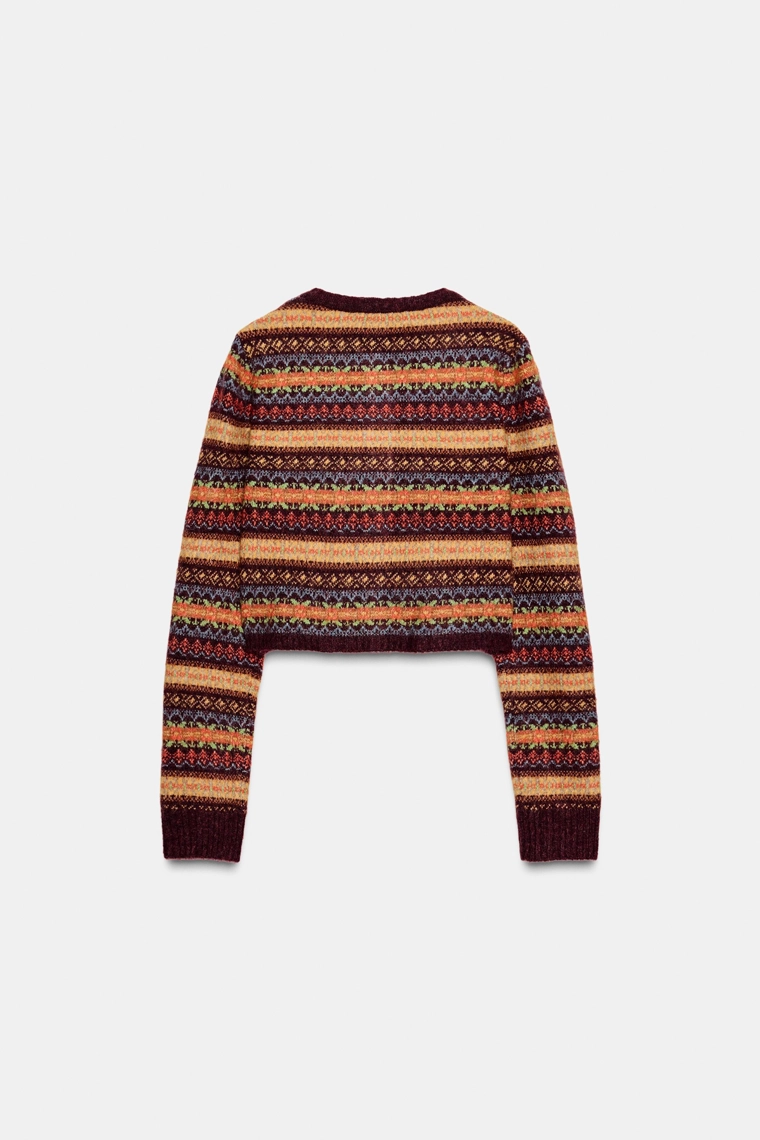 Кардиган с укороченным кроем из жаккардового трикотажа