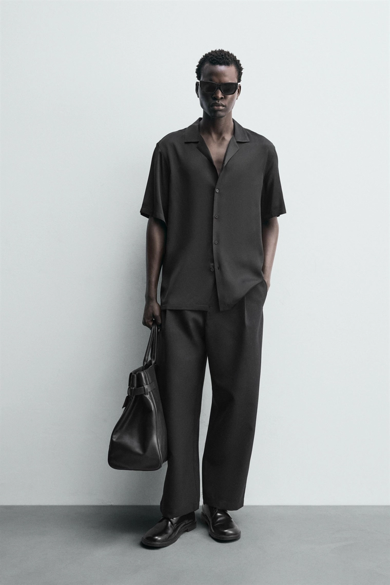 Рубашка regular fit из атласной ткани