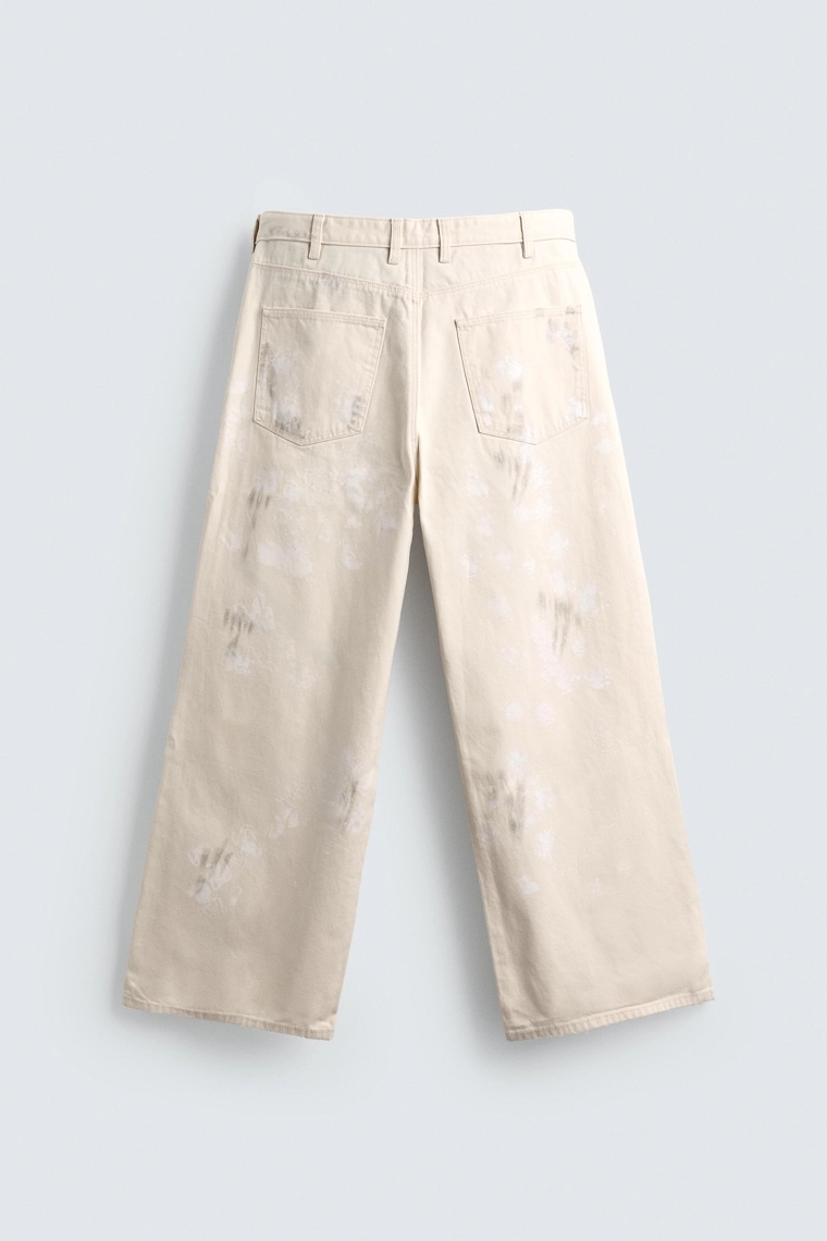 Багги велюровые брюки с абстрактным принтом