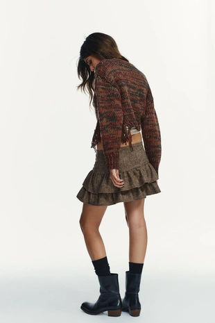 Джемпер вязаный с боковой бахромой- Заказать в России