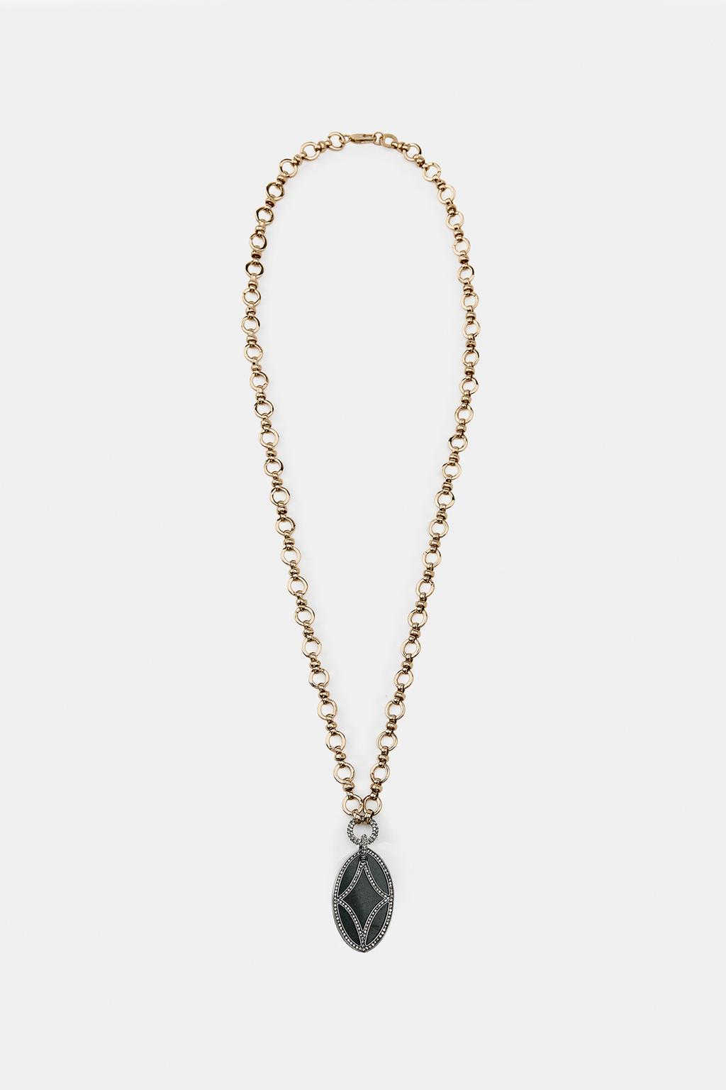 Ожерелье с кольцами и подвеской с блестками