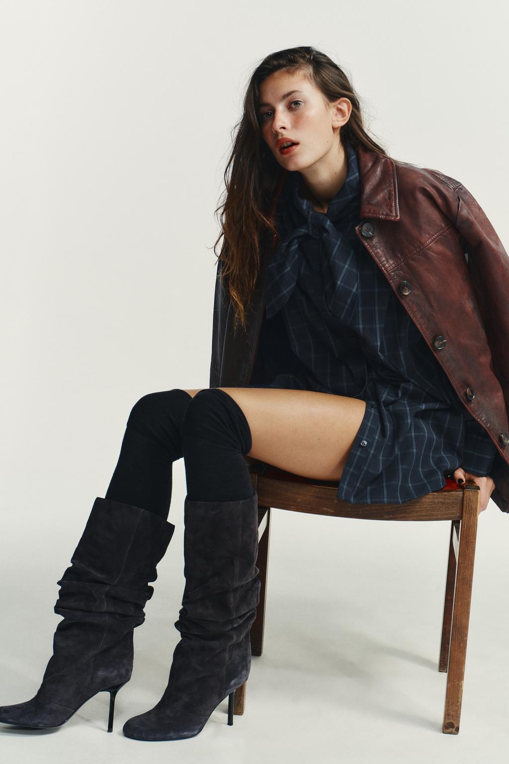 РУБАШКА ИЗ ПОПЛИНА В КЛЕТКУ С ШАРФОМ