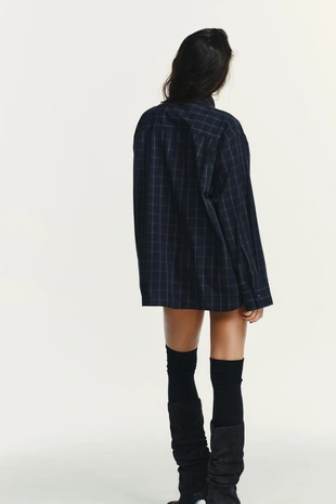 Рубашка из поплина в клетку с шарфом- Заказать в России