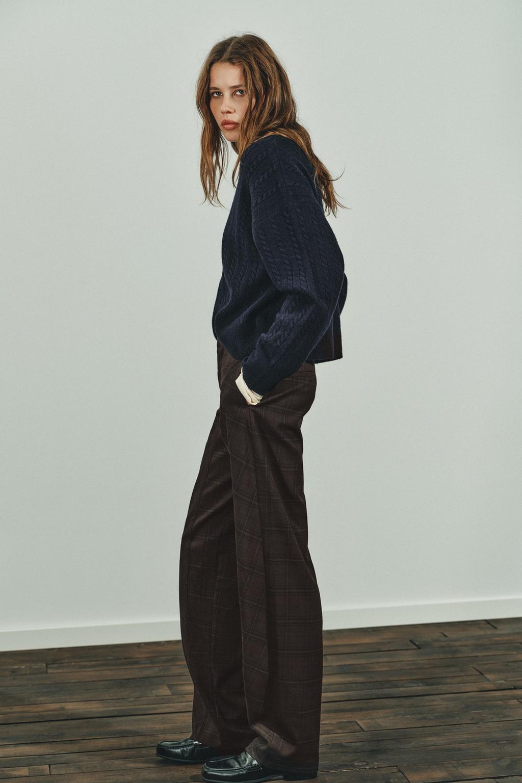 БРЮКИ В КЛЕТКУ С ДЕКОРАТИВНЫМИ ШВАМИ