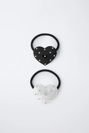 Набор из двух резинок для волос «сердечки с блестками»- Заказать в России