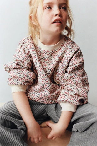 Толстовка с цветочным принтом и кружевным карманом- Заказать в России