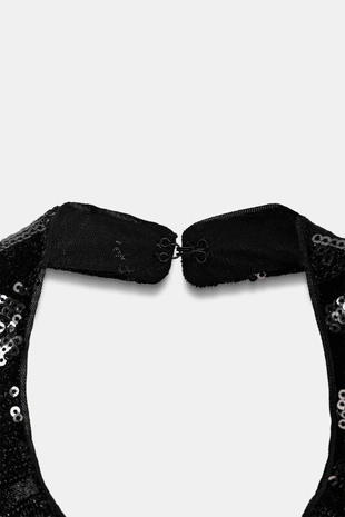 Black | 4813/857/800 - Zara Топ с горловиной халтер и пайетками