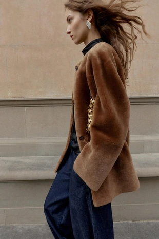 Двустороннее пальто из 100% кожи- Заказать в России