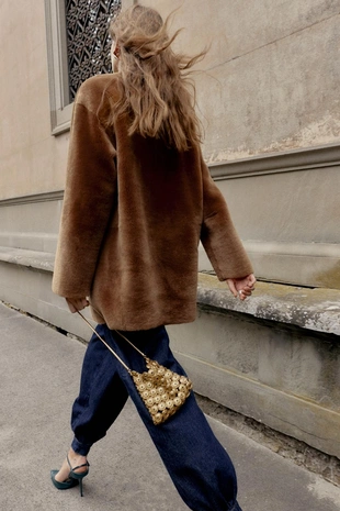 Двустороннее пальто из 100% кожи- Заказать в России