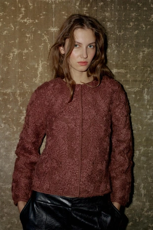 Кардиган из шерсти с узором макраме- Заказать в России