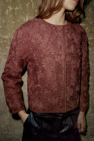 Кардиган из шерсти с узором макраме- Заказать в России