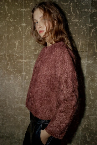 Кардиган из шерсти с узором макраме- Заказать в России