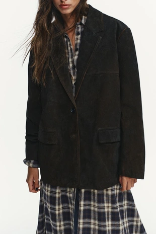 Блейзер из 100% замши с карманами- Заказать в России