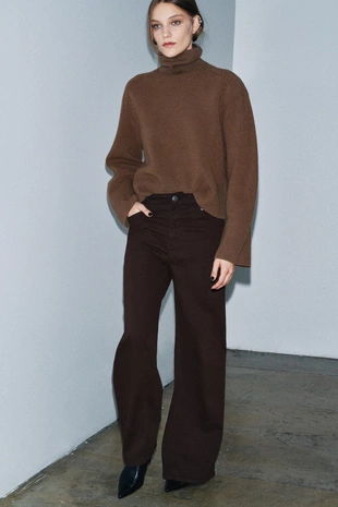 Купить Zara Джинсы WIDE LEG с высокой посадкой — ZW COLLECTION