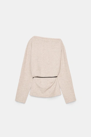 Топ из рельефной ткани с поясом- Заказать в России