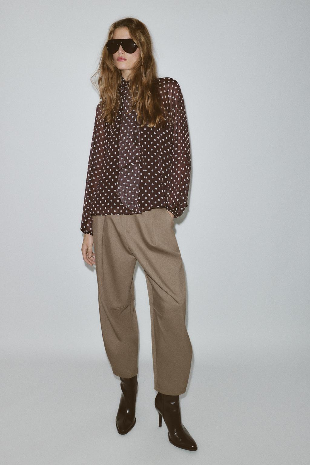 БЛУЗА В ГОРОШЕК С БАНТОМ